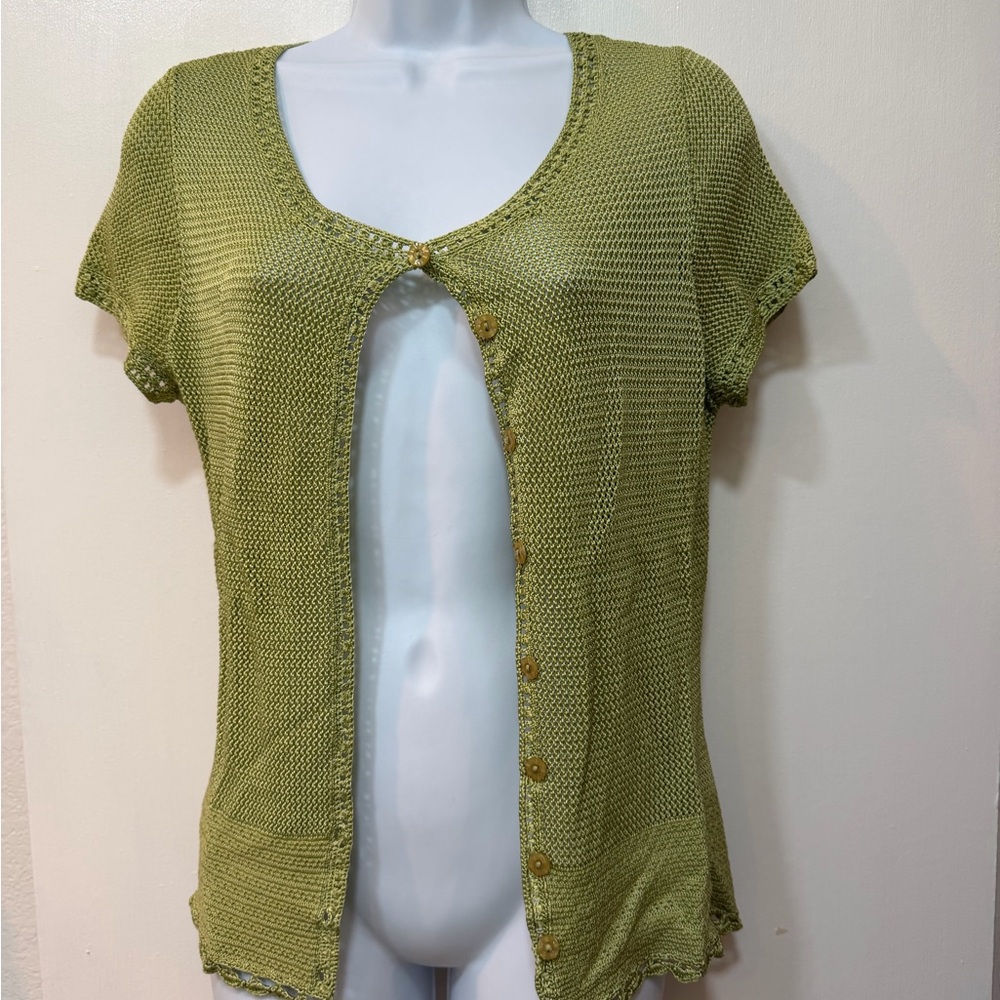 Light Olive Knit Short Sleeve Cardigan